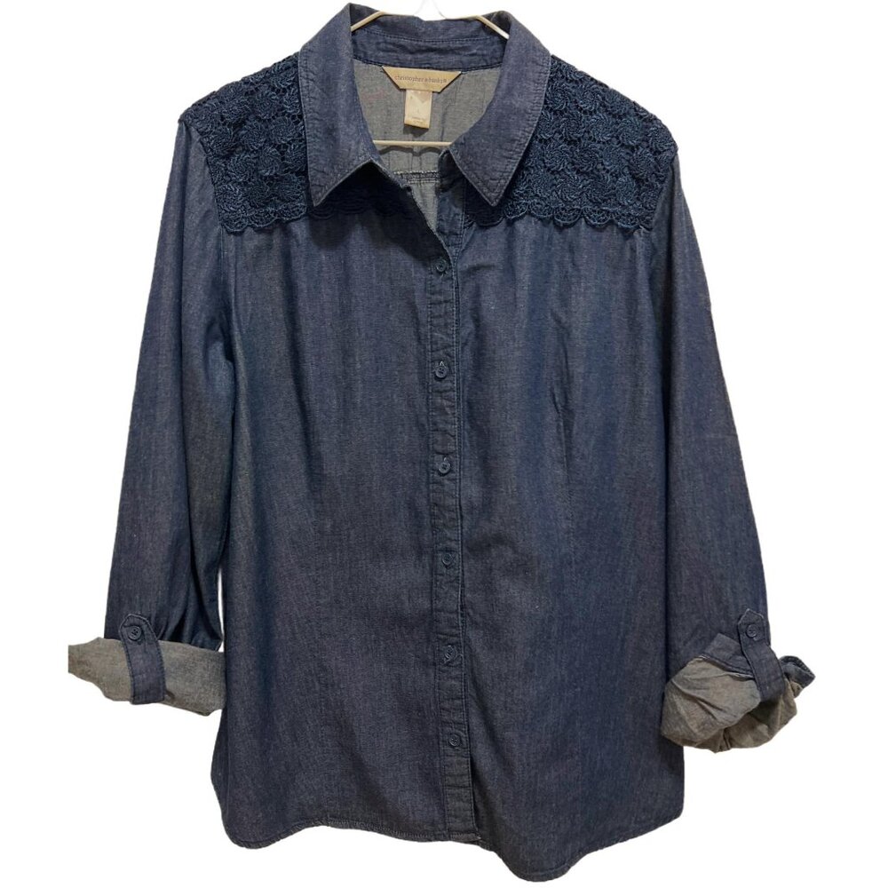 0235 Christopher&Banks Loose Fit Lightweight Long Sleeve Denim Blouse